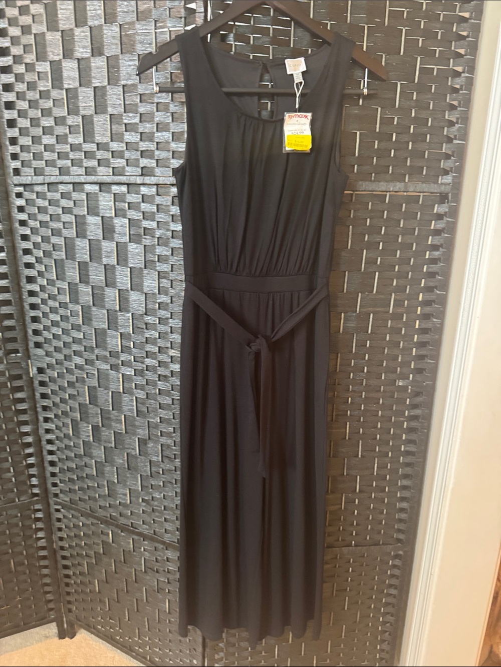 Cupio Black Sleeveless Wide-Leg Jumpsuit with Waist Tie